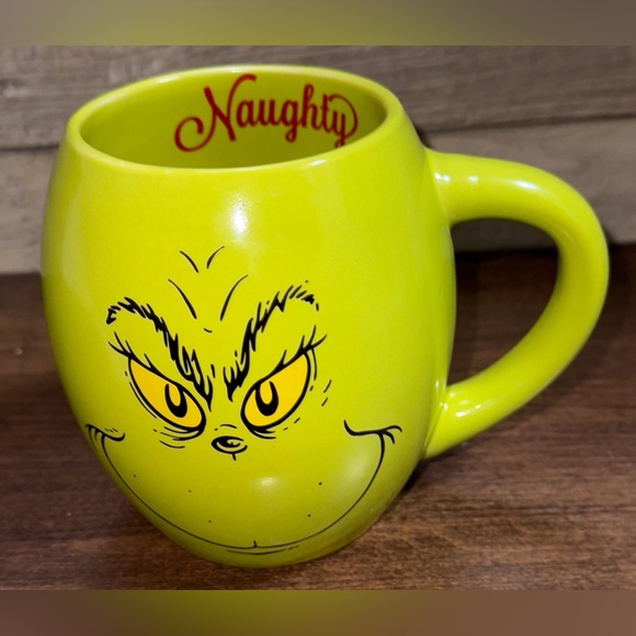 Super Cute Dr. Seuss GRINCH Naughty Or Nice Oval Ceramic 18oz Mug - NEW - Picture 4 of 10